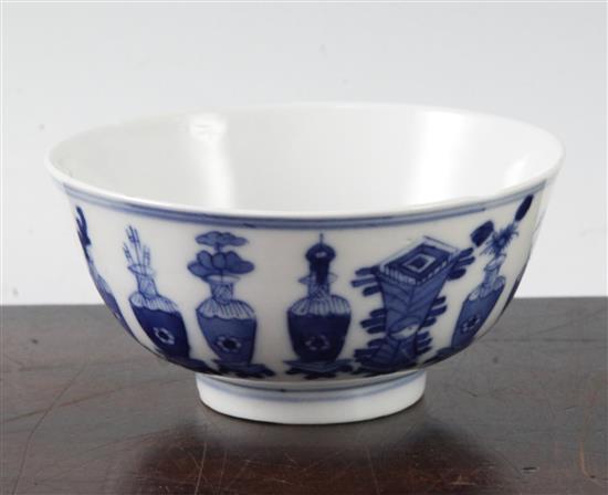 A Chinese blue and white bowl, Chenghua mark, late 19th century, diameter 12cm